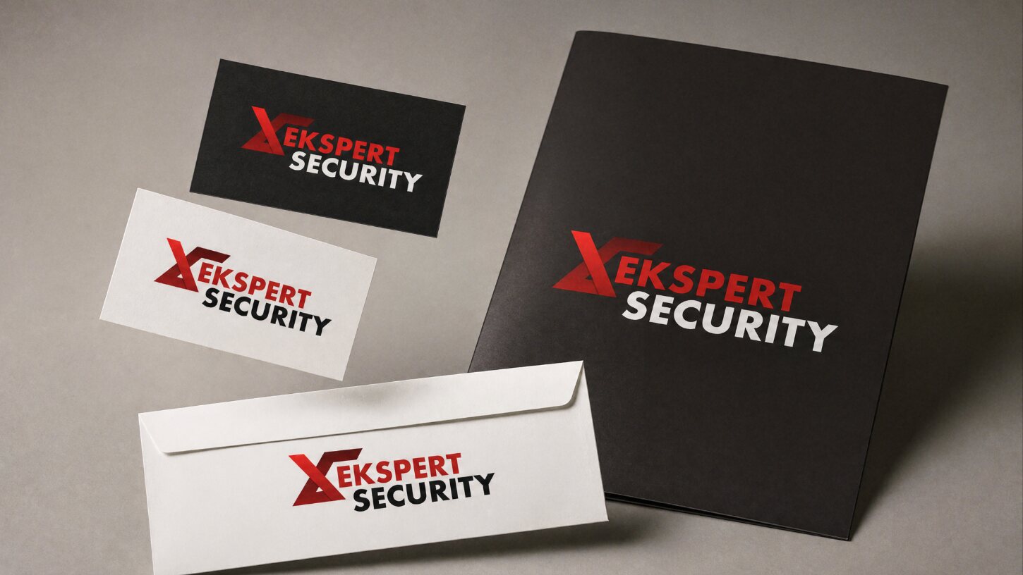 Wizytówki, teczka i koperta z logo Ekspert Security